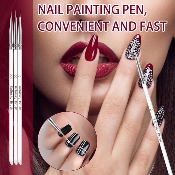Herramientas para decoración de uñas, juego de herramientas para decoración de uñas, varilla de cristal transparente, extractor de uñas, pintura para decoración de uñas, 3 piezas, delineador de ojos