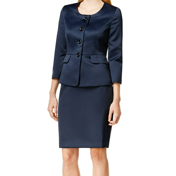 Le Suit - Le Suit NEW Navy Blue Womens Size 14 Peplum Four-Button Skirt ...