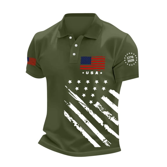 USA 250th Anniversary Polo Shirt Men Patriotic American Flag Graphic Short Sleeve Button Polo America 250 Merchandise