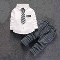 thumbnail image 2 of Darzheoy Boys Outfits Loose Fall 3 Piece Elastic Waist Pants And Round Neck Solid Color Shirt And Tie Fashion Casual Sets ,Size 0-3 Years, 2 of 8