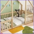 thumbnail image 3 of Twin Size Pine Wood Platform Bed with House-Shaped Roof & Guardrails, Natural - No Box Spring Needed, 3 of 21