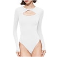 thumbnail image 1 of Body moldeador de manga larga para mujer, versátil, de color sólido, a la moda, ajustado, con cortes, ropa moldeadora para mujer, 1 of 6