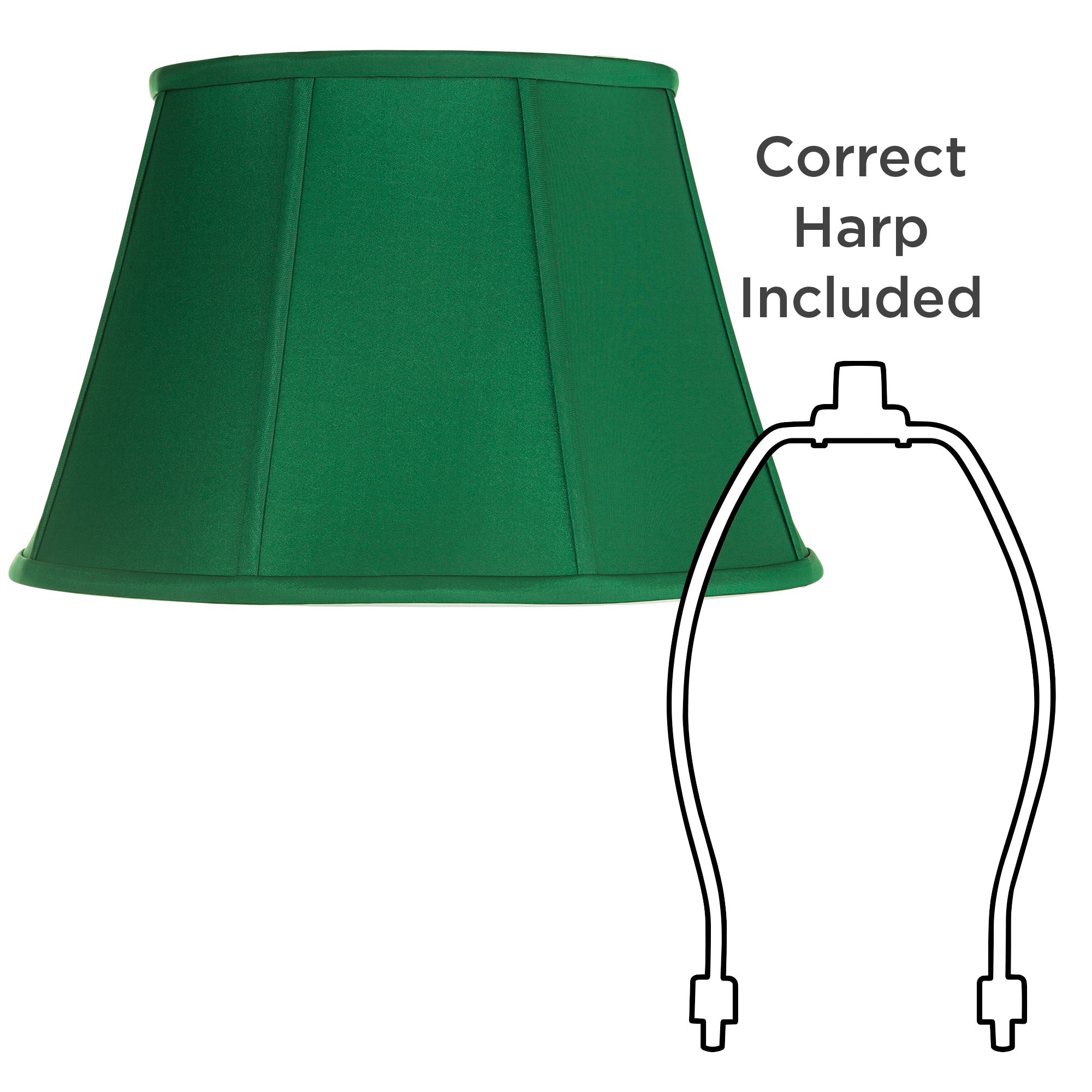 Springcrest 11" Top x 17" Bottom x 11" High x 11" Slant Lamp Shade Replacement Large Dark Green Drum Empire Spider Harp Finial