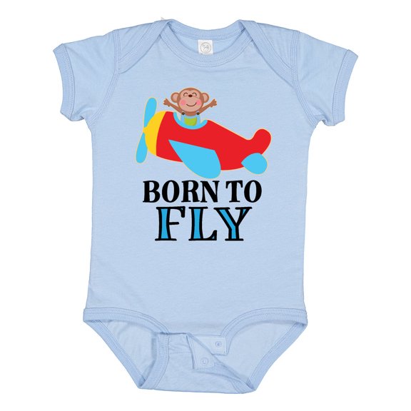 Inktastic Boys Future Pilot Monkey Airplane Boys Baby Bodysuit