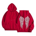 thumbnail image 4 of Oversize Hoodies for Women Trendy Angel Wing Print Long Sleeve Hooded Drawstring with Pocket Plus Size Clothes Outfits Red, 4 of 6