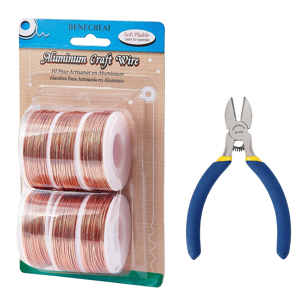 1set Jewelry Kits with Aluminum Wire and Iron Side Cutting Pliers Coral 1mm about 23m/roll 6rolls/set