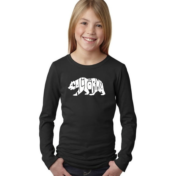 LA Pop Art Girl's Word Art Long Sleeve - California Bear
