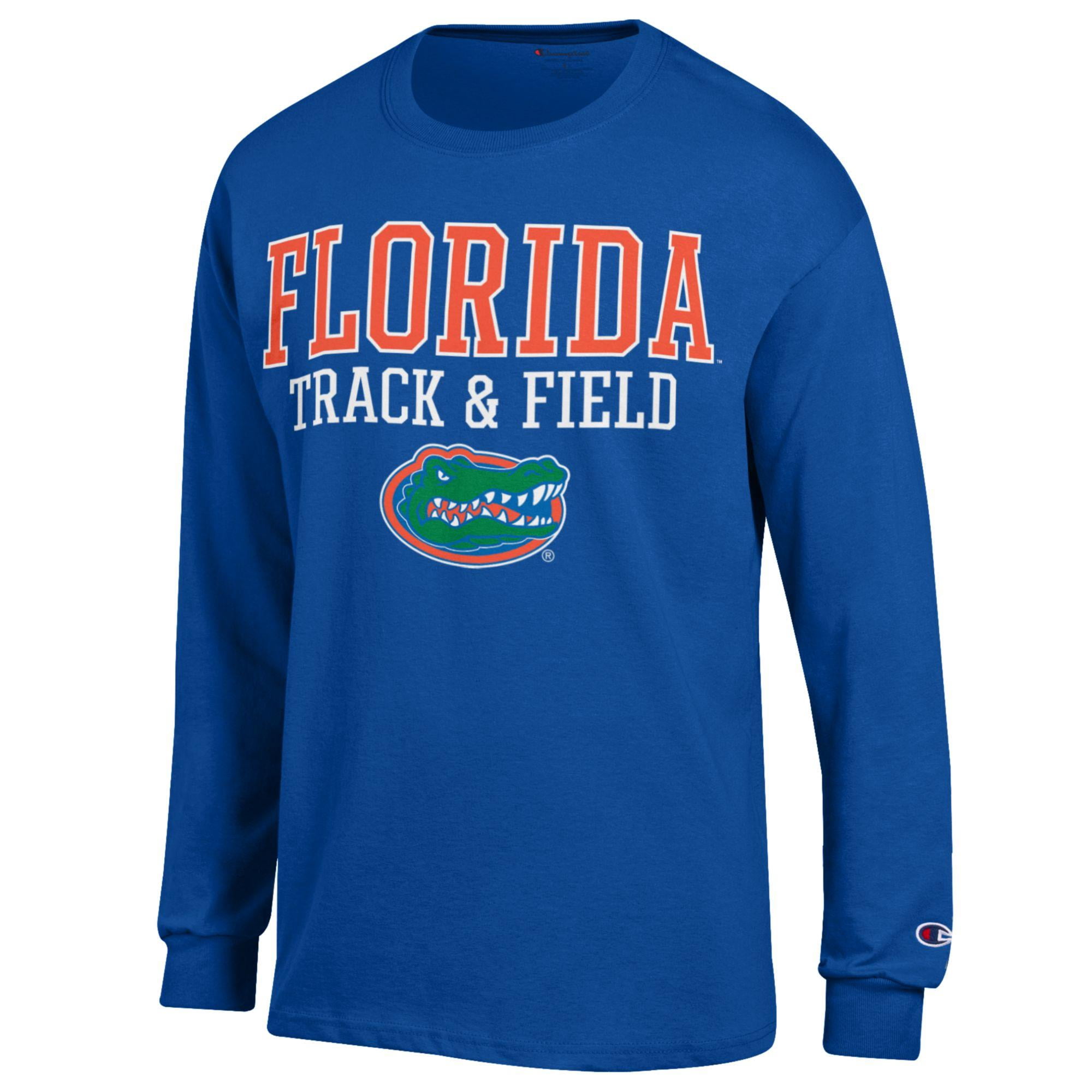 Men's Champion  Royal Florida Gators Track & Field Stacked Logo Long Sleeve T-Shirt