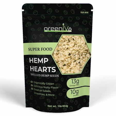 GreenIVe Organically Grown Hemp Hearts Hulled Hemp Plant Based Protein Packed Vegan Omegas (1 Pound)