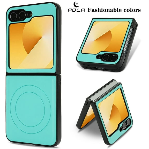 ELEHOLD Case for Samsung Galaxy Z Flip 6, Shockproof Magnetic Case Hard PC Slim Phone Cover,Mint