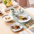 thumbnail image 3 of VEWEET Zoey Porcelain Dinnerware Set，20-Piece Kitchen Crokery Dinner Plates Set Black Decals, 3 of 7
