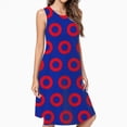 thumbnail image 2 of Red Circles On Blue Spring Summer Dresses For Women Fashion Dress Casual Sleeveless Loose Sundress With Pockets, 2 of 4