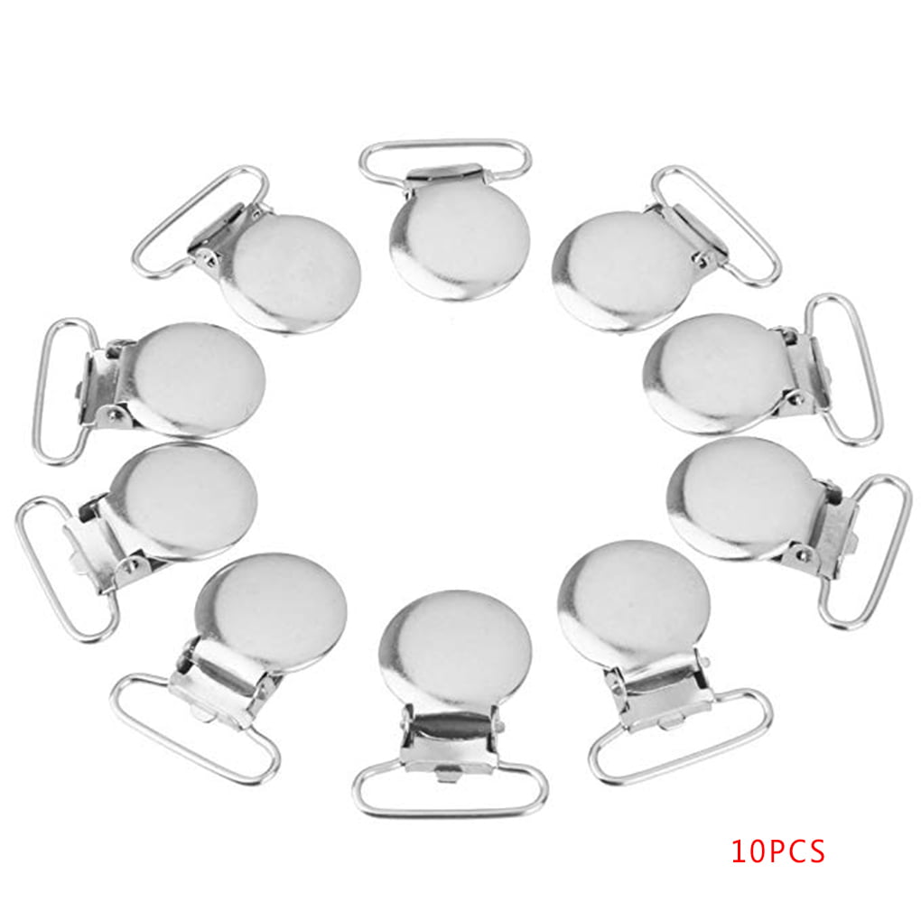 Round 10 Pcs Metal Duckbilled Clamp Buckle Pacifier Suspender Holder Clips Craft 