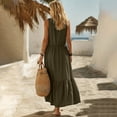 thumbnail image 5 of Levmjia Womens V Neck Maxi Dress With Pockets A Line Flowy Ruffle Hem Sleeveless Casual Long Dress Lightweight Solid Color Summer Sundress Beach Daily Wear, 5 of 7