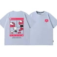 thumbnail image 4 of Camiseta ins de cuello redondo de algodón puro de manga corta de Color sólido de dibujos animados japoneses de Hello Kitty para mujer, camiseta de estilo callejero de verano, 4 of 4