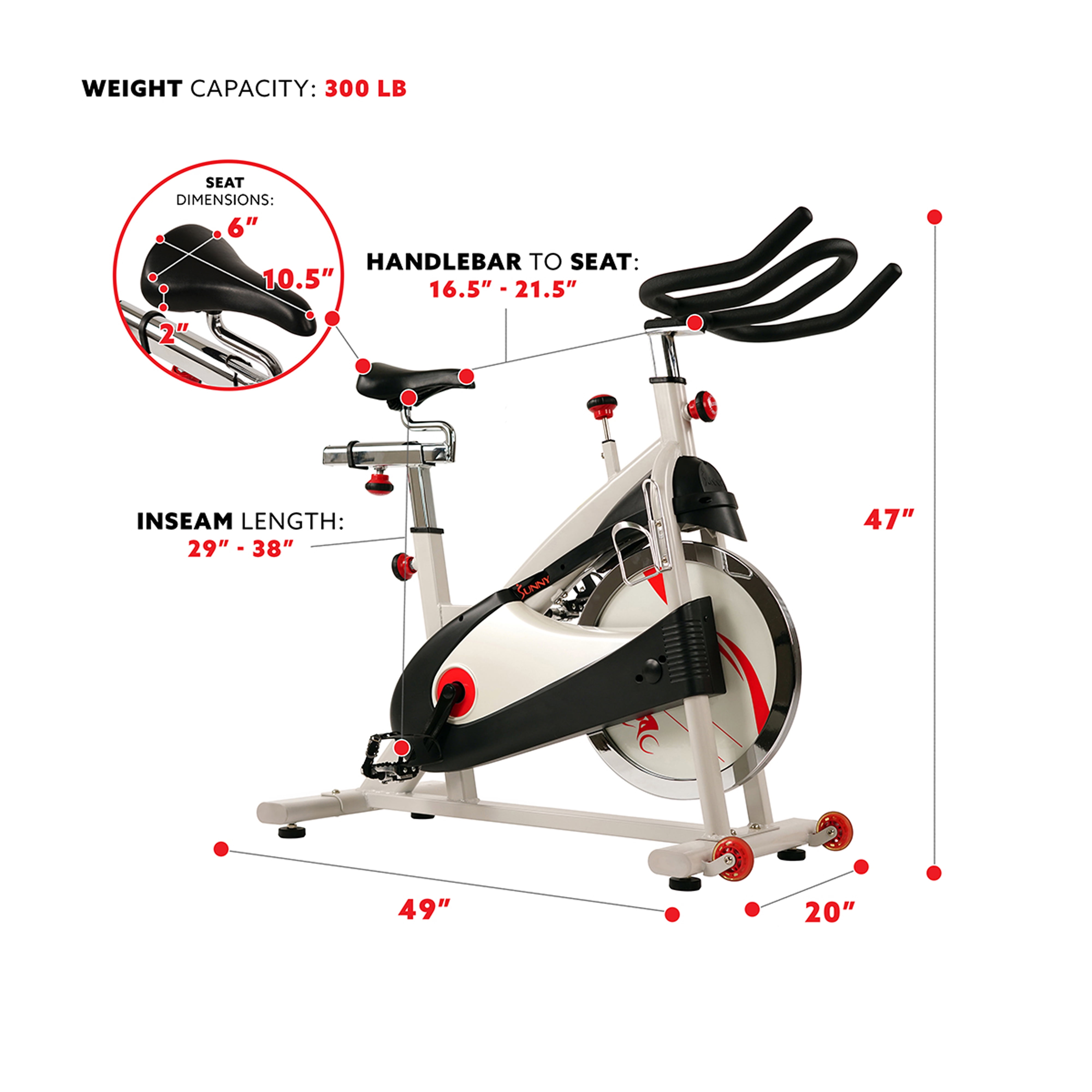 Sunny Health & Fitness Stationary Belt Drive Indoor Cycling Exercise Bike with 40 Lb., Flywheel for Home Cardio Training, SF-B1509