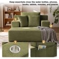 thumbnail image 4 of PUKNLY 60" Oversized Chaise Lounge Chair, 70" Boneless Corduroy Cloud Couch with 4 Pockets, 3 Pillows & 2 Cup Holders, Deep Seat Sleeper Sofa Bed for Living Room Bedroom Apartment, No Assembly,Green, 4 of 9