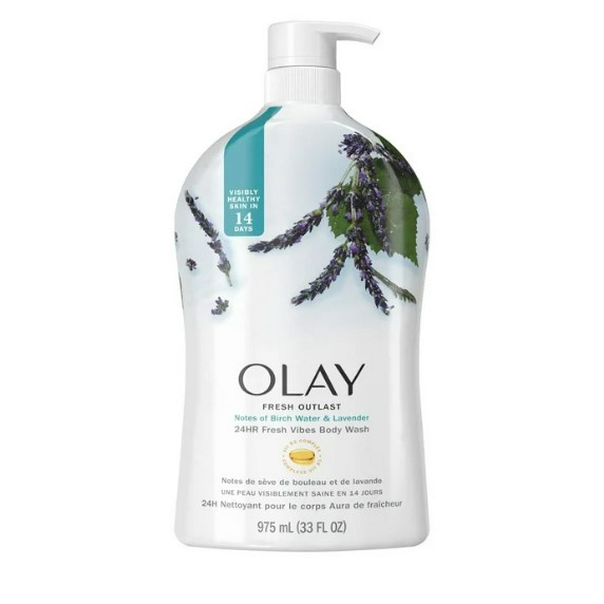 Olay Fresh Outlast Body Wash, Birch Water & Lavender, All Skin Types, 33 fl oz
