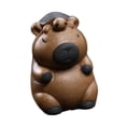 thumbnail image 4 of Mini estatua de capibara, figura en miniatura, adorno de té Kungfu para casa de té. Marrón oscuro, 4 of 9