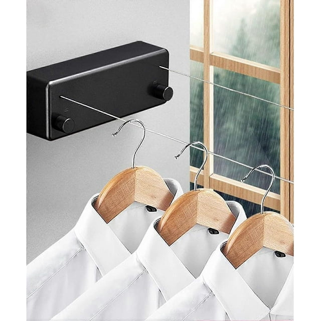 Retractable Clothesline, Adjustable Extendable Laundry Line 4.2 m, Outdoor Clothes Drying Pole, Outdoor Clothesline, for Hotel Interior, Bathroom, Bal