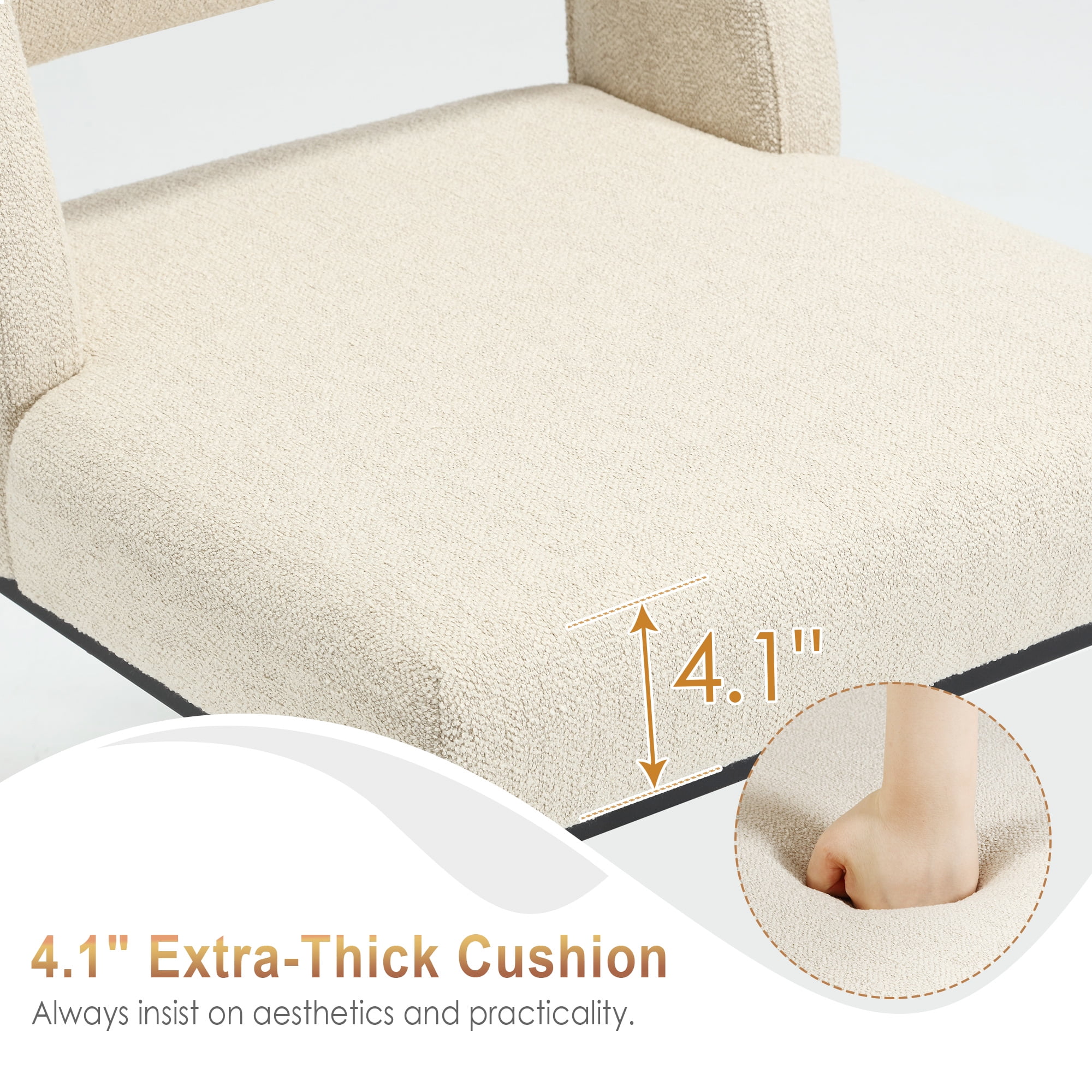 Zesthouse 26.4" Modern Counter Stools Set of 2, Linen Fabric Bar Stools with Back and Metal Legs, Extra Thick Upholstered Counter Height Chairs for Kitchen Island, Beige