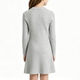thumbnail image 5 of Girls Dresses Sweater Dress Size 10-11 Long Sleeve Mock Neck Ribbed Knit Girls Fall Dresses Soft Midi Dress Gray, 5 of 5