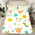 thumbnail image 2 of Feelyou Child Flower Floral Full Size Sheets, Cartoon Botanical Plant Bed Sheets, Kawaii Princess Style Sheet Sets, Luxury Bedroom Decor, 4-Piece, 2 of 7