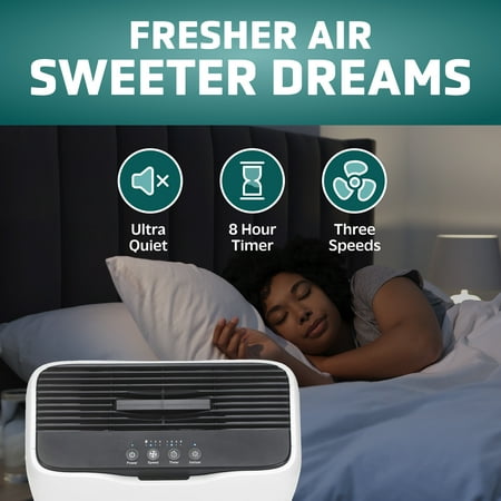GermGuardian - 18" Console Air Purifier with True HEPA Pure Filter, Ionizer and Timer for 151 Sq. Ft Rooms - White
