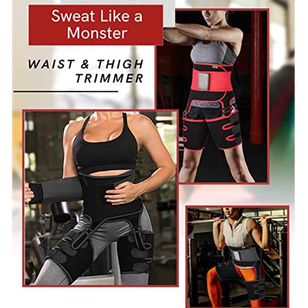 3 in 1 Sweat Waist Thigh Trimmer Trainer Belt Neoprene Butt Lifter Belt Trimmer Waist Slimmer Belt Shaperwear for Weight Loss Training Walmart