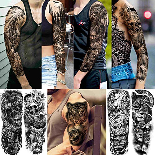 Leoars Tiger Lion Arm Sleeve Tattoos Fake Lion India  Ubuy