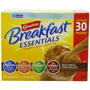 Angle View: Carnation Breakfast Essentials Complete Nutritional Drink, Rich Milk Chocolate, 1.26 Oz, (Pack Of 30)