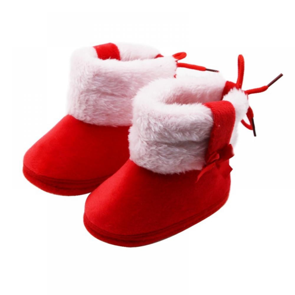 FAMI Baby Boy Girl Winter Snow Boots,Cotton Anti-Skid Sole Bow Warm Infant Toddler Prewalker Booties Crib Shoes for Girls Boys 