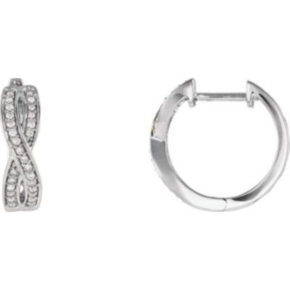 14K White 1/5 CTW Diamond Infinity-Inspired Hoop Earrings in 14k White Gold