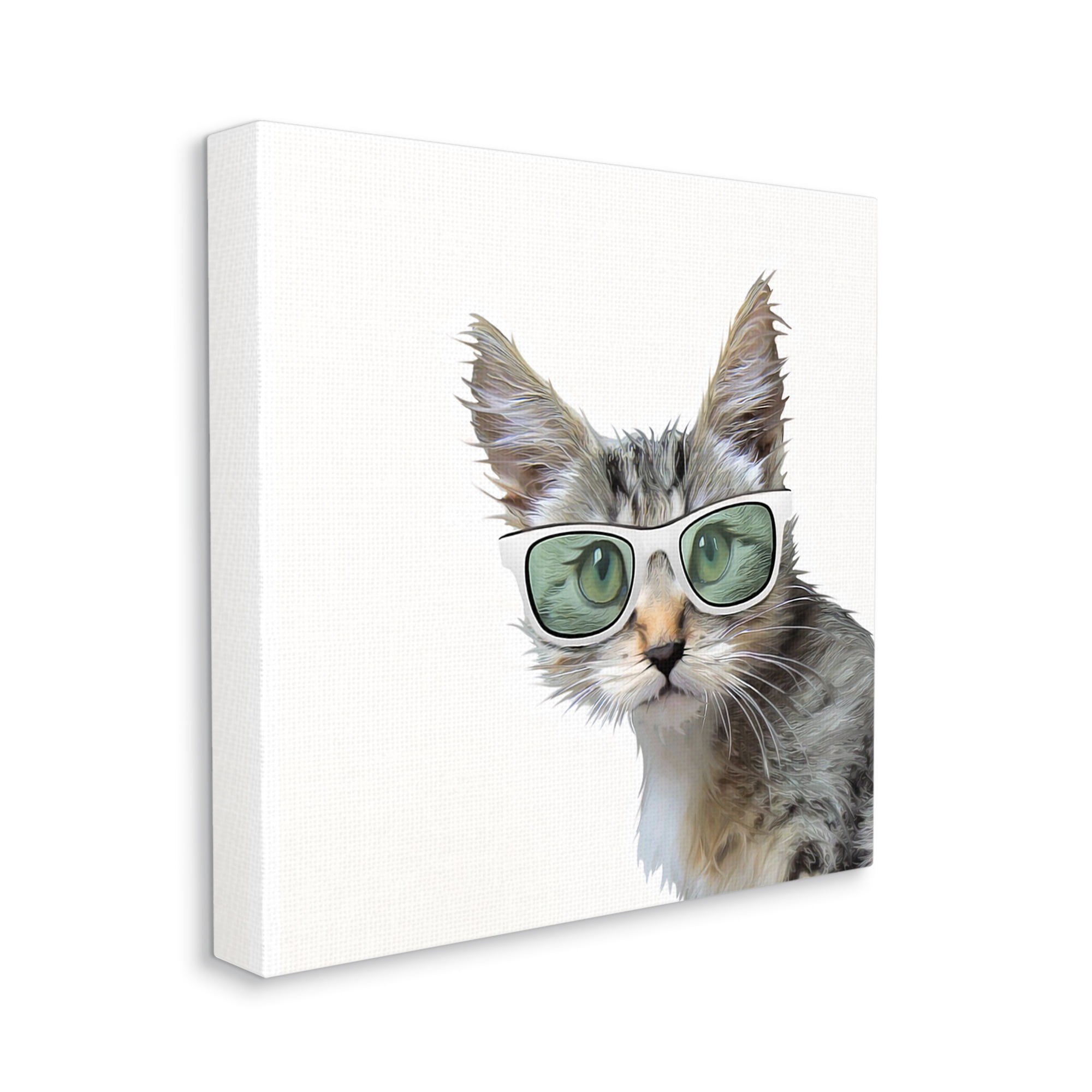 Stupell Fun Cat Sunglasses Portrait Animals & Insects Painting Gallery Wrapped Canvas Print Wall Art