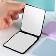 thumbnail image 2 of Black Portable Double Sided Square Makeup Mirror Travel Desktop Stand Up Small Mirror for Women Students Dorm Gifts, 2 of 4
