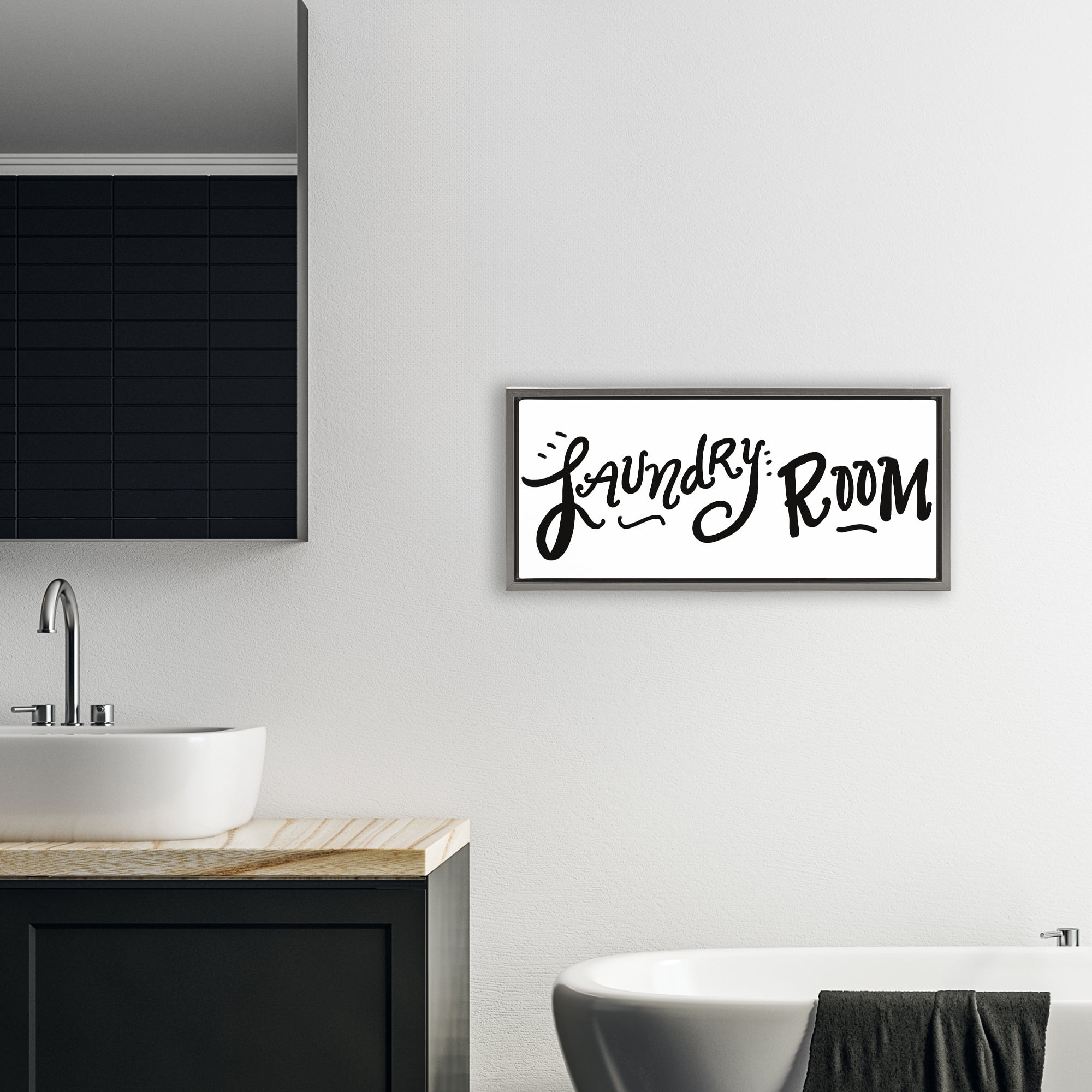 Stupell Industries Laundry Room Fun Typography Gray Framed Floater Canvas Wall Art, design by SD Graphics Studio