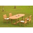 thumbnail image 4 of Grade-A Teak Dining Set: 4 Seater 5 Pc: 94" Mas Oval Trestle Leg Table And 4 Leveb Stacking Arm Chairs Outdoor Patio WholesaleTeak #WMDSWVm, 4 of 5