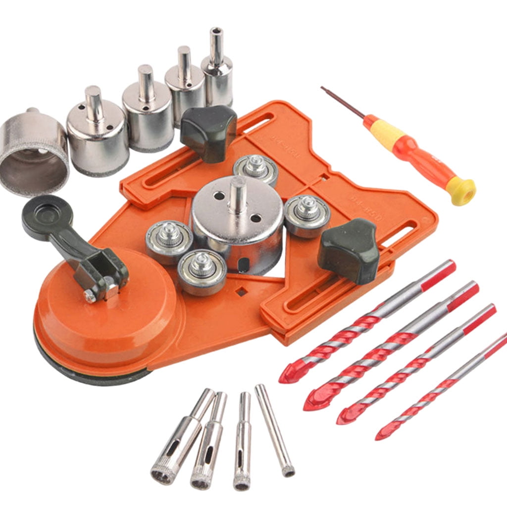 Nishiyuenyi Diamond Drill Bit Set Drill Guide Jig Fixture Locator Construction Tools Hole Saw Drill for Glass Marble Tile Ceramic 6pcs