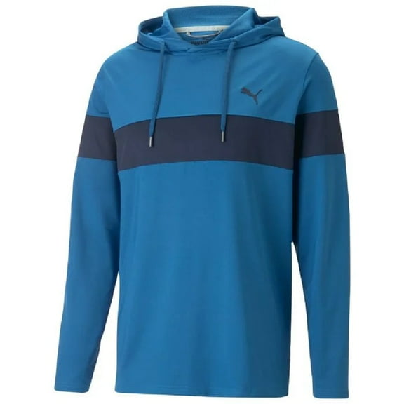 NEW Men's Puma 2023 MATTR ColorBlock Golf Hoodie Lake Blue / Navy Blazer 2XL