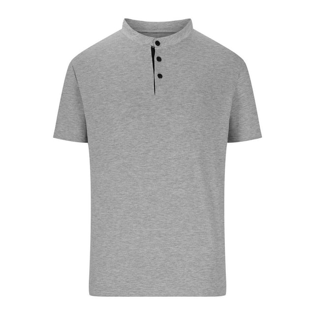pstuiky camiseta de hombre, Blusa informal de manga corta con cuello redondo y botones de color liso para hombre camisas casuales para hombre xl