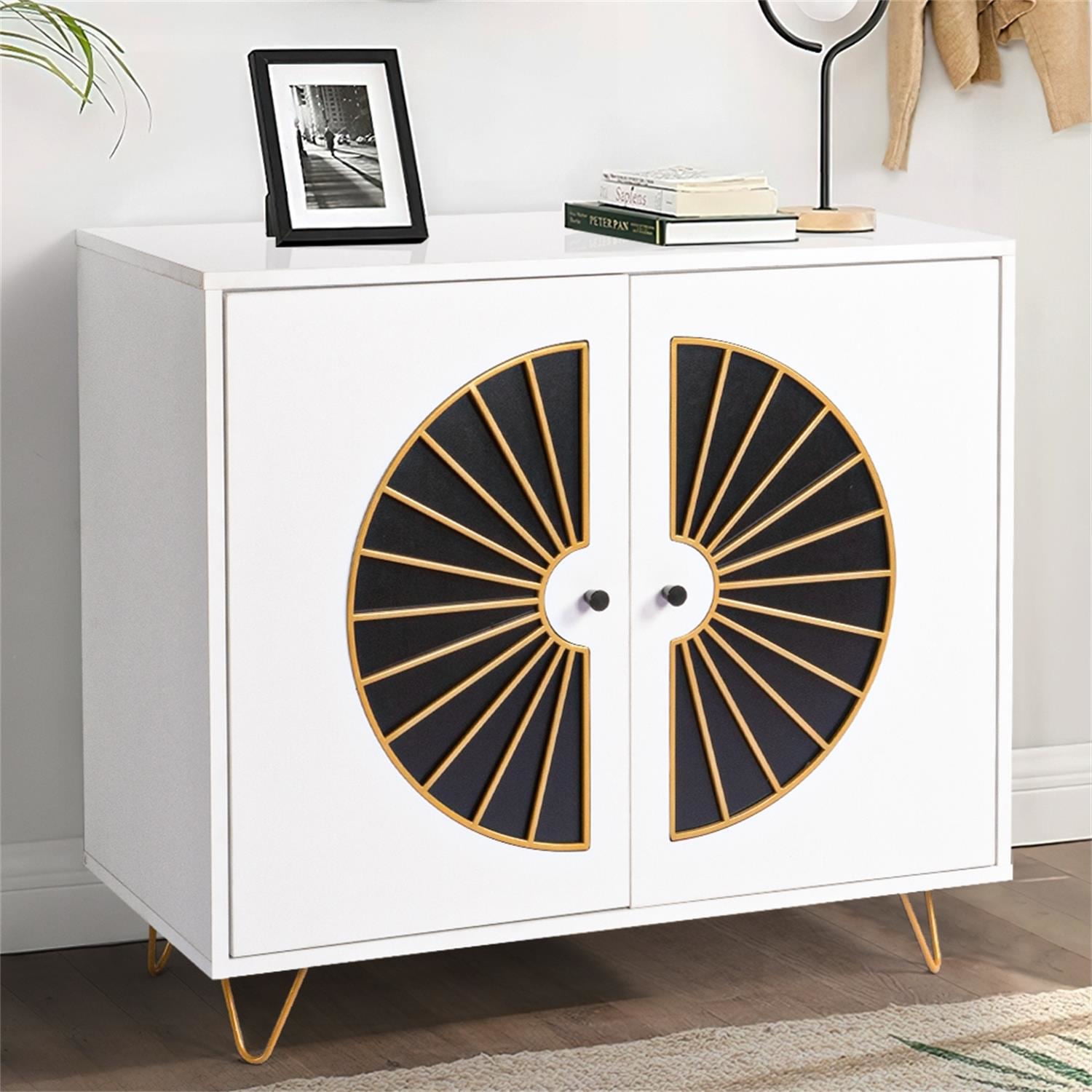 Kadyn Kitchen Storage Cabinet, MDF Floor Storage Cabinet for Living Room, Accent Storage Cabinet with Partition Edging, White Kadyn Kitchen Storage Cabinet, MDF Floor Storage Cabinet for Living Room, Accent Storage Cabinet with Partition Edging, White
