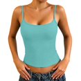 thumbnail image 2 of Light Blue Women Built-in Bra Tank Tops Ribbed Polyester,Spandex Workout Tops Padded Yoga Shirts Gym Athletic Sleeveless Camisole Tank Tops Women 3XL, 2 of 8
