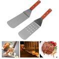 thumbnail image 3 of Juego de espátulas para parrilla de acero inoxidable con mango de madera, resistentes al calor, duraderas y fáciles de limpiar, perfectas para barbacoas y cocinas, estilos redondos,, 3 of 8