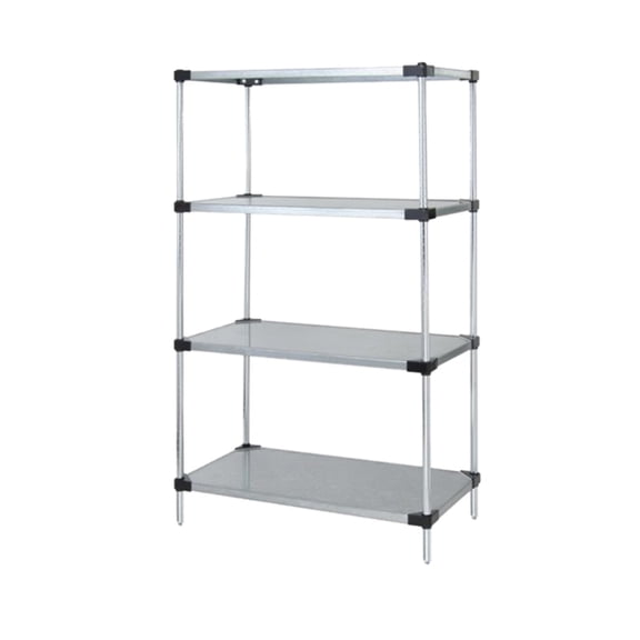 Quantum Storage Systems Solid Shelving 4-Shelf Starter Unit - 18" X 48" X 74" - Galvanized Steel