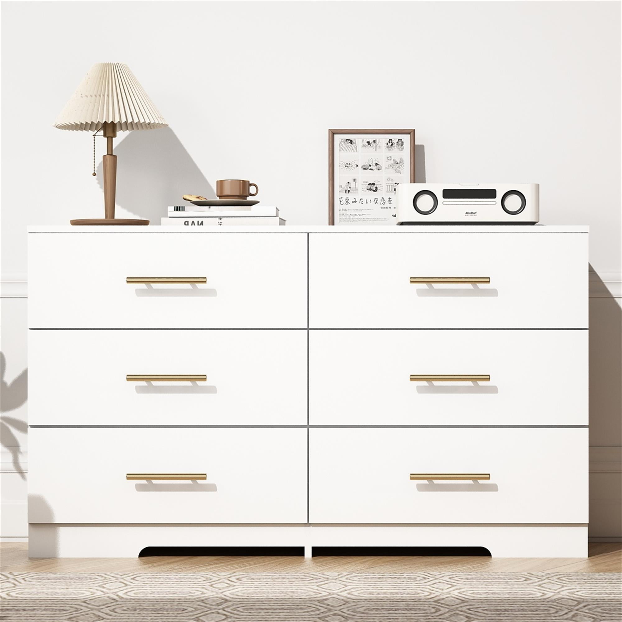 YYAo Wooden 6 Drawer Dresser, Large Modern Chest of 6 Drawers Night Table, TV Stand for 55" TV for Bedroom, Closet, Living Room, White YYAo Wooden 6 Drawer Dresser, Large Modern Chest of 6 Drawers Night Table, TV Stand for 55" TV for Bedroom, Closet, Living Room, White