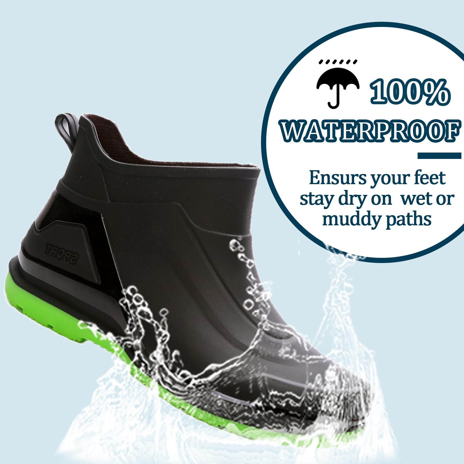 AUXDIQ Rain Boots Men Short Ankle Waterproof Rain Shoes Outdoor Garden Shoes