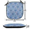 thumbnail image 5 of Floral Chair Seating Cushion Set of 2, Continuous Laurel Leaves and Flowering Lattice Blue Peach, Seat Pads for Office with Anti-slip Backing, 16"x16", Ceil Blue Peach, by Ambesonne, 5 of 7