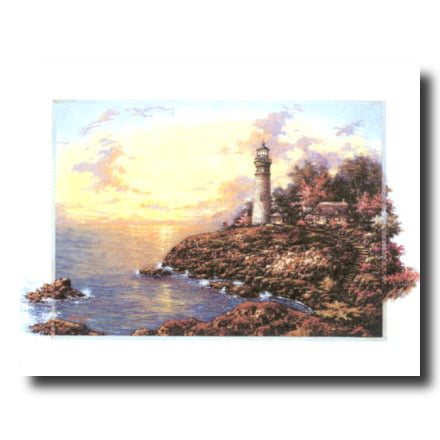 Lighthouse with Victorian Cottage by the Sea #3 Wall Picture 8x10 Art Print 