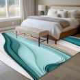 thumbnail image 5 of Teal Beige Area&nbsp;Rug 8x10ft Gradient Waves Abstract Ombre Geometric Modern Non-Slip&nbsp;Washable Square&nbsp;Rugs Soft Felt Indoor Floor Mat for Bedroom Kitchen Living Room Bathroom, 5 of 9