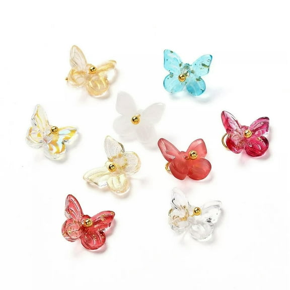 U8MO 100x Glass Crystal Butterfly Charms for Jewelry Necklace Bracelet Earring Making